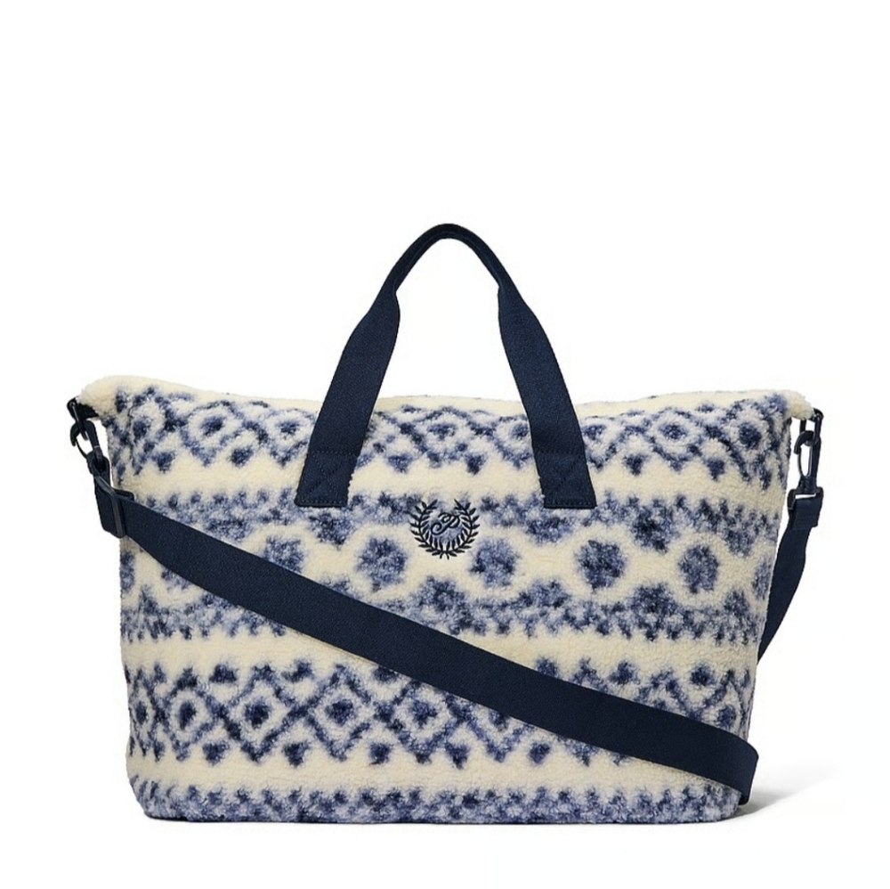 Travel Bag Snowflake Fairisle Tote Purse Weekender Bag Blue Victoria's Secret